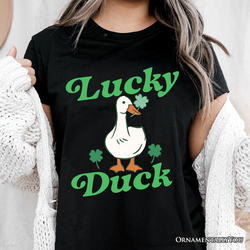 Lucky Duck St Patrick’s Day Shamrock T-Shirt, Cute Clover Tee