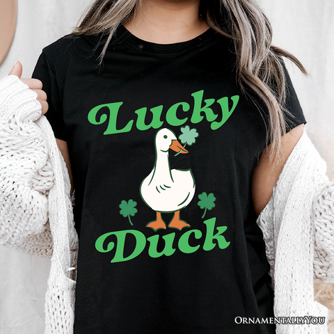 Lucky Duck St Patrick’s Day Shamrock T-Shirt, Cute Clover Tee