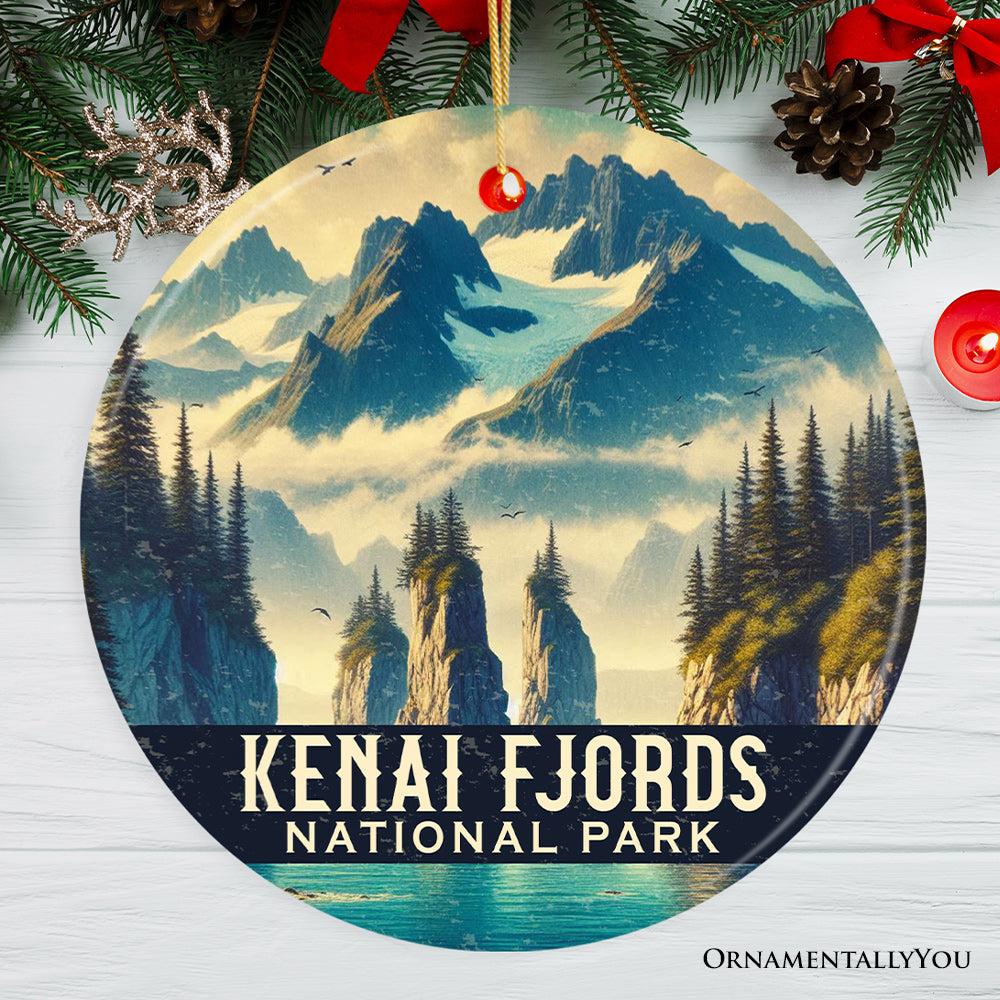 Majestic Kenai Fjords National Park Ornament, Alaska Coastal Wilderness Christmas Gift and Traveler Souvenir
