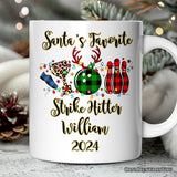 Personalized Mug Bowling Buffalo Plaid Christmas, Ball Pins and Trophy
