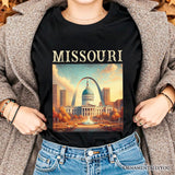 Missouri State Gateway Arch and Courthouse T-Shirt, Iconic St. Louis Landmarks Tee and Travel Souvenir