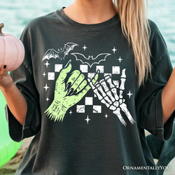 Monster Skeleton Pinky Promise T-Shirt, Funny Spooky Halloween Tee
