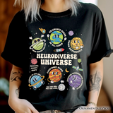 Neurodiverse Universe Autism Space T-Shirt, Colorful Autism Awareness Education Tee