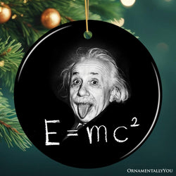 Physics Genius Albert Einstein Ceramic Ornament, Famous Equation E=mc² Keepsake and Decor