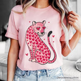 Pink Leopard Valentine T-Shirt, Cute Love Hearts Tee