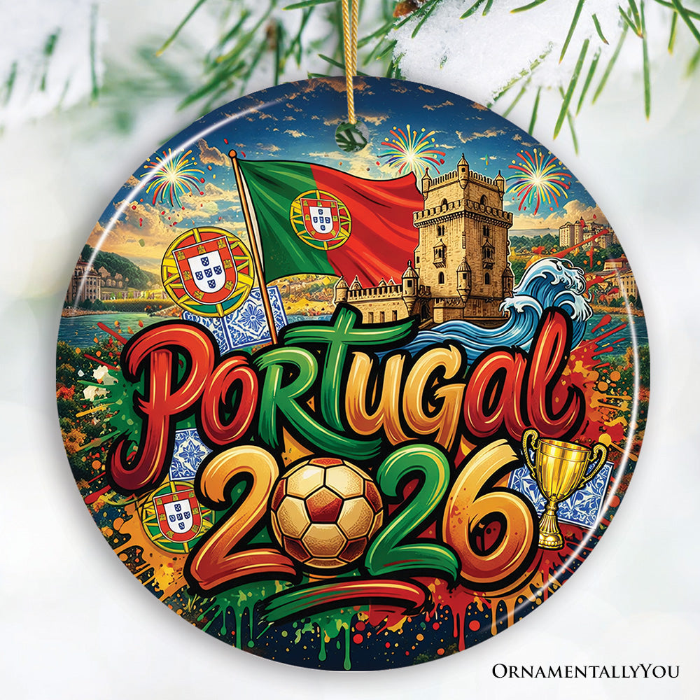 Portugal 2026 Soccer Cup Global Championship Ornament, Fans Football Gift and Tree Decor