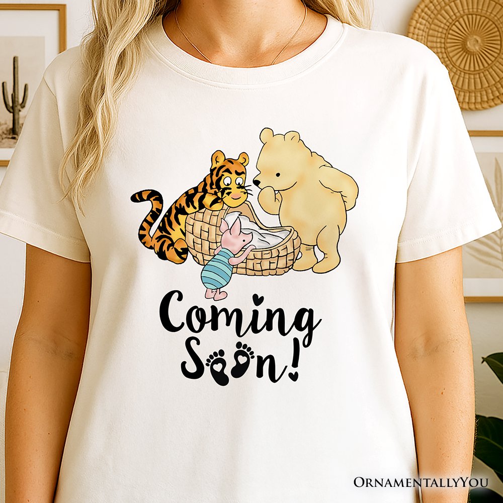 Pregnancy Announcement Winnie-the-Pooh T-Shirt, 1926 A.A. Milne Baby Coming Soon Mom Tee