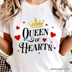 Queen of Hearts Crown T-Shirt, Royal Retro Valentine Tee