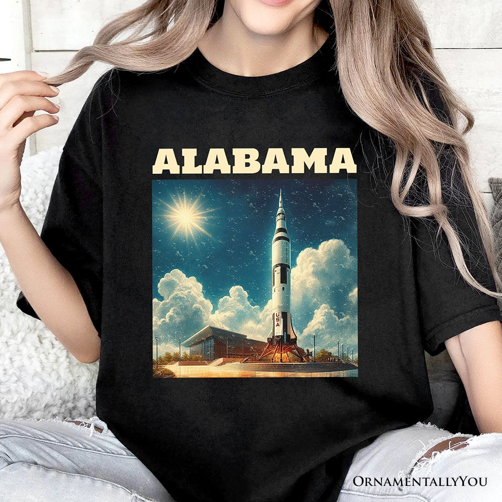 Retro Alabama State Rocket Launch T-Shirt, NASA Space Center Tee and Huntsville Souvenir