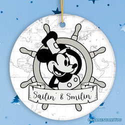 Sailin' and Smilin' Quote Christmas Ornament, Vintage Steamboat Willie Keepsake