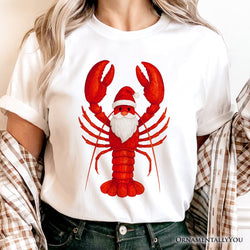 Santa Claws Lobster T-Shirt, Funny Pun Coastal Christmas Holiday Tee