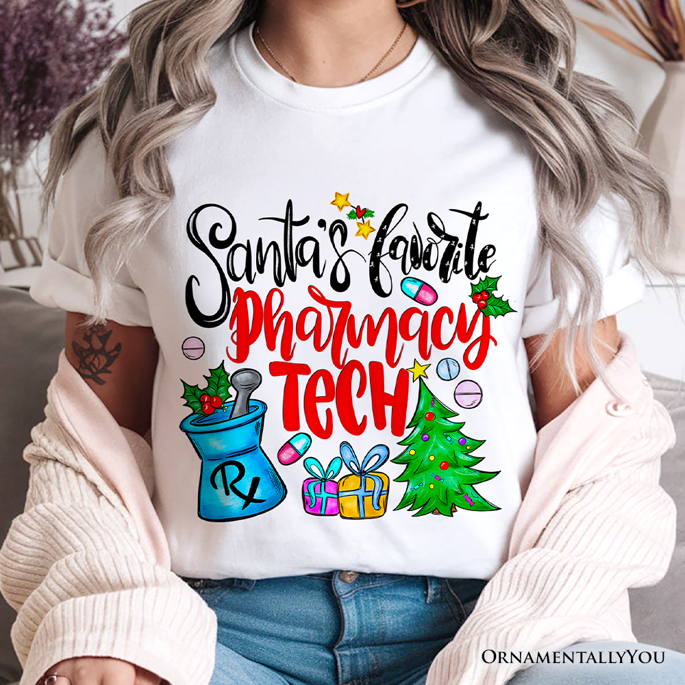 Santa's Favorite Pharmacy Tech T-Shirt, Merry Christmas Pharmacy Tee