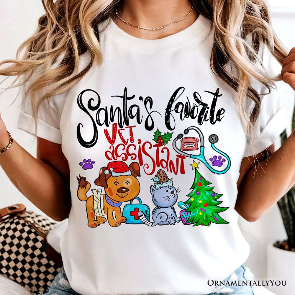 Santa’s Favorite Vet Assistant T-Shirt, Merry Christmas Pet Care Tee