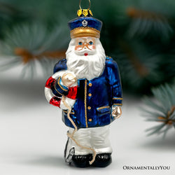 (Pre-Order) Santa the Ship Captain Glass Ornament, Gift for Boat Commander of the Seas