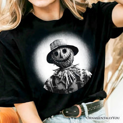 Scarecrow Spooky Portrait T-Shirt, Horror Villain Theme Halloween Tee