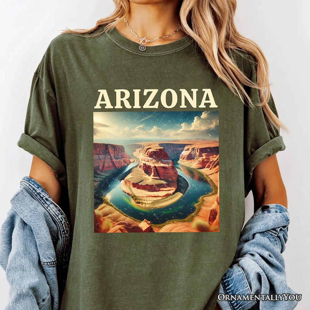 Scenic Arizona State Desert Canyon Vintage T-Shirt, Horseshoe Bend Tee and Southwest Nature Souvenir