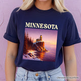 Scenic Minnesota State Split Rock Lighthouse T-Shirt, Lake Superior Landmark Tee and Travel Souvenir