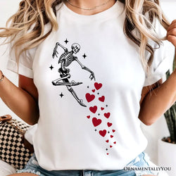 Skeleton Hearts Valentine T-Shirt, Playful Funny Tee