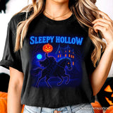 Sleepy Hollow Headless Horseman T-Shirt, Neon Retro Halloween Tee for Spooky Season