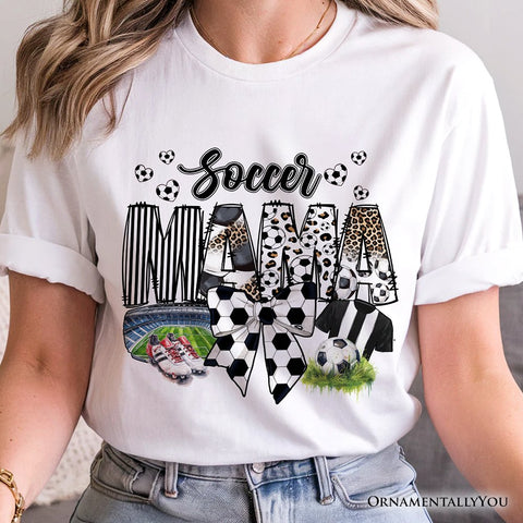 Soccer Mama Coquette Bow T-Shirt, Game Day Mom Life Tee