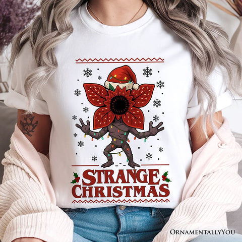 Strange Christmas Retro T-Shirt, Demon Plant Gift for Horror Lovers