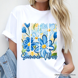 Summer Vibes Brushsroke Flowers T-Shirt, Aesthetic Tee