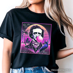 Synthwave 80's Styled Edgar Allan Poe Horror T-Shirt, Vaperwave Classic Retro Neon Halloween Tee