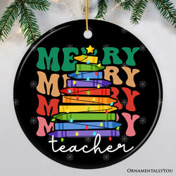 Teacher's Colorful Crayon Christmas Tree Ornament, Fun and Festive Educator Gift