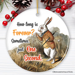 The White Rabbit How Long is Forever Quote Ornament, Vintage Alice's Adventures in Wonderland Christmas Decor
