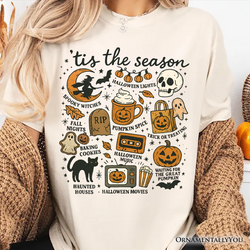 Tis the Season Retro Spooky Halloween T-Shirt, Autumn Vibes Essentials Tee