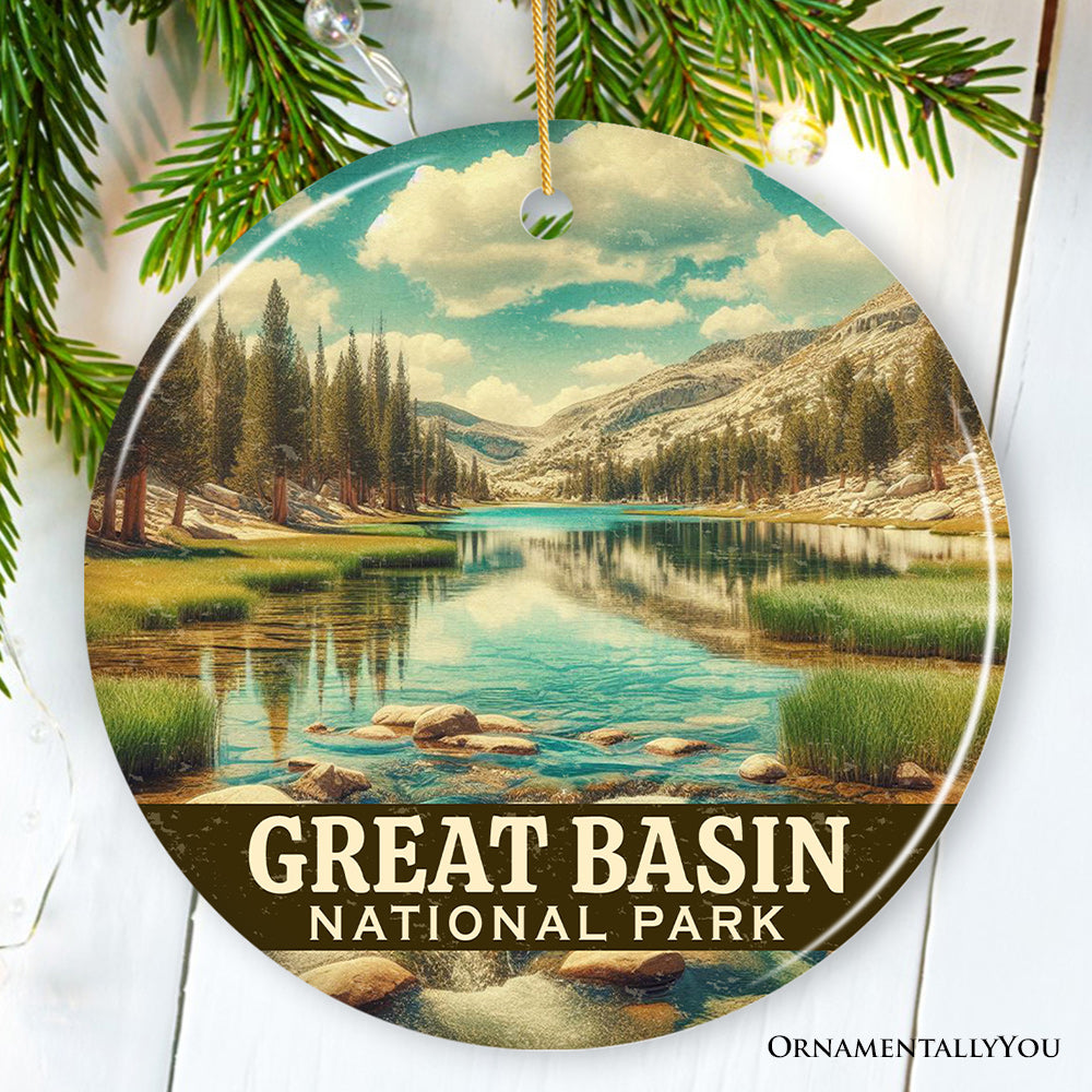 Tranquil Great Basin National Park Ornament, Nevada Mountain Lake Reflection Christmas Gift and High Desert Wilderness Keepsake