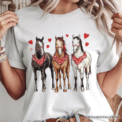 Valentine Horses Western T-Shirt, Cute Country Lover Tee