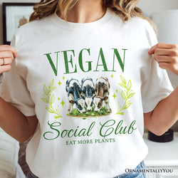 Vegan Social Club T-Shirt, Cute Plant Based Vegetarian Animal Lover Tee