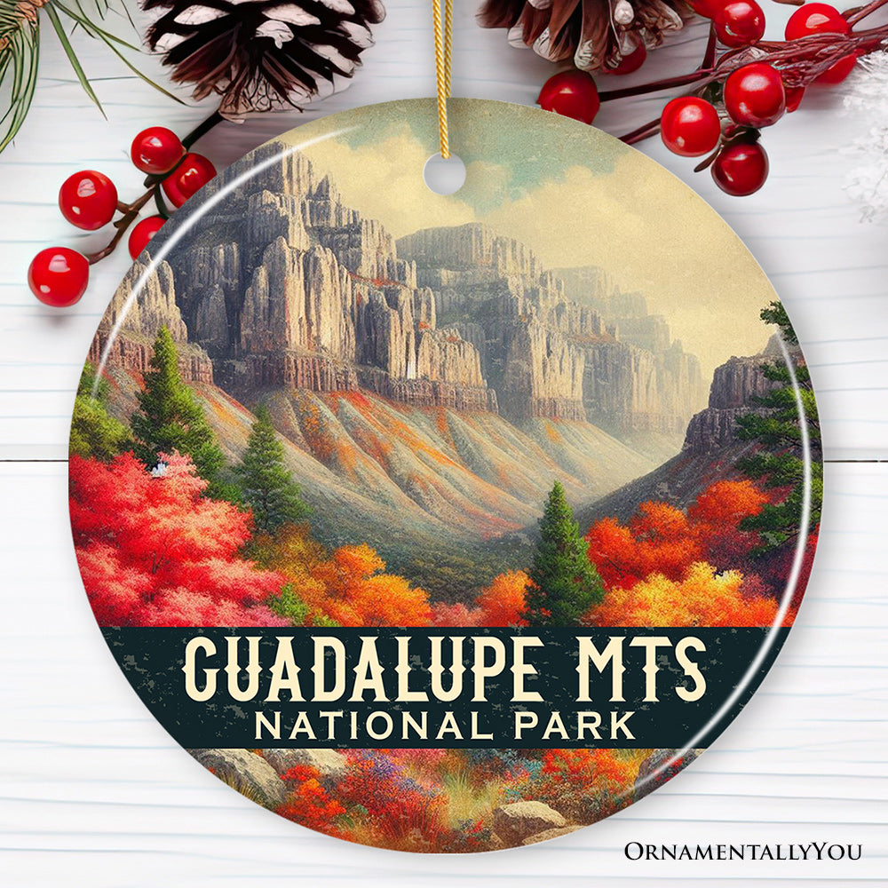 Vivid Guadalupe Mountains National Park Ornament, Texas Desert Peaks and Canyon Christmas Gift and Scenic Wilderness Souvenir