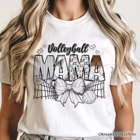 Volleyball Mama Coquette Bow T-Shirt, Sport Mom Life Tee