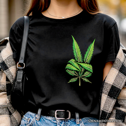 Weed Leaf Peace Sign T-Shirt, Funny 420 Stoner Tee