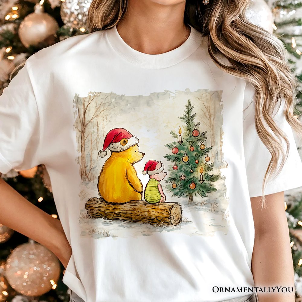 Winnie-the-Pooh Christmas With Friends T-Shirt, 1926 A.A. Milne Cozy Heartwarming Holiday Tee