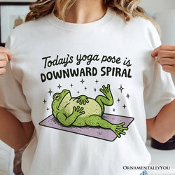 Yoga Frog Downward Spiral T-Shirt, Funny Mental Health Humor Tee