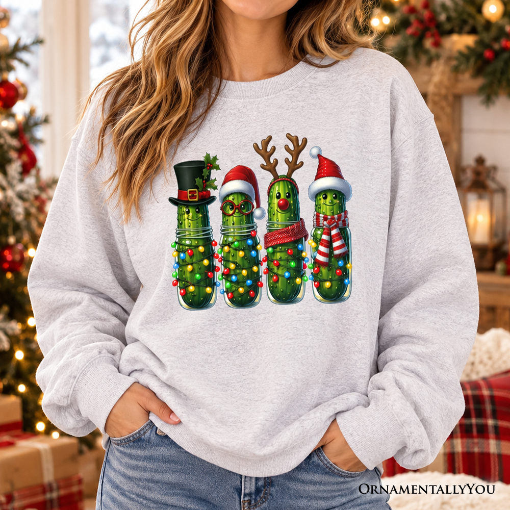Christmas Pickles Sweatshirt, Festive Holiday Cucumber Holiday Sweater