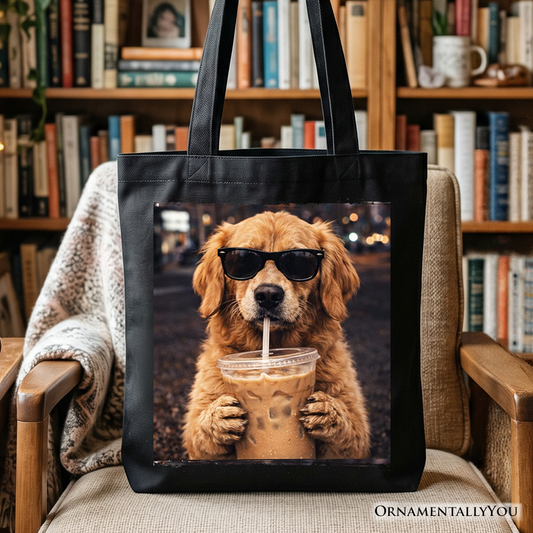 Golden Retriever Iced Coffee Tote Bag, Funny Dog Parents Gift Shopper