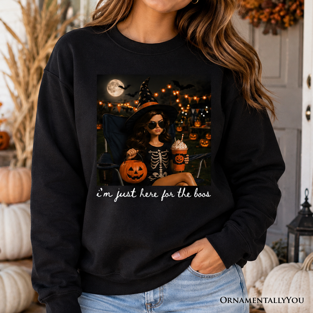 I'm Just Here for the Boos Witch Sweatshirt, Funny Halloween Party Sweater
