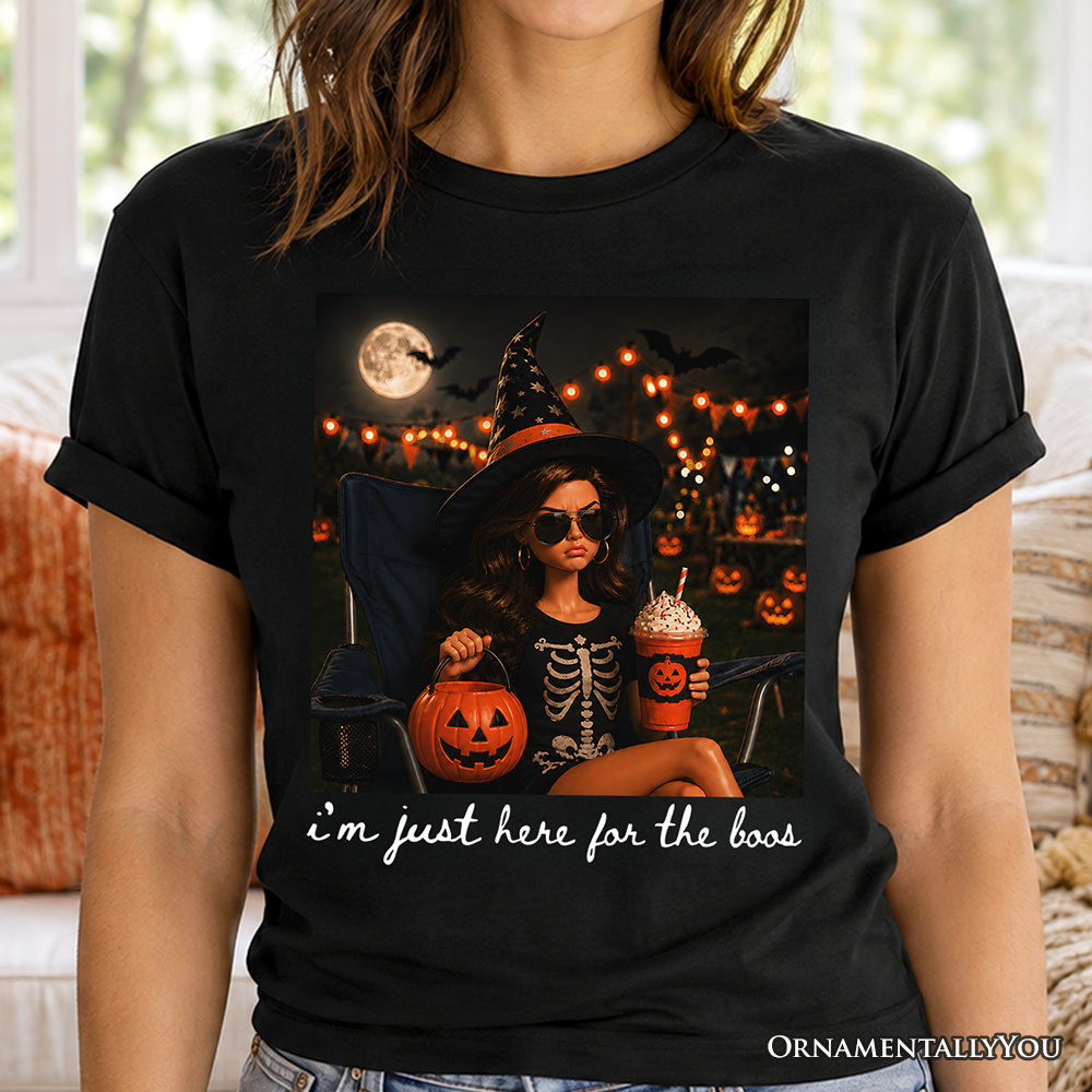 I’m Just Here for the Boos Witch T-Shirt, Funny Halloween Party Tee