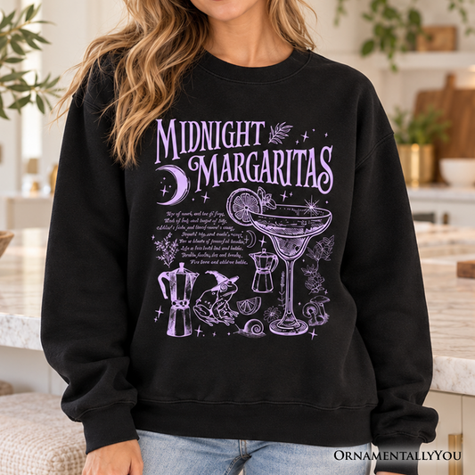 Midnight Margaritas Halloween Sweatshirt, Whimsical Sweater for Drinking Witches