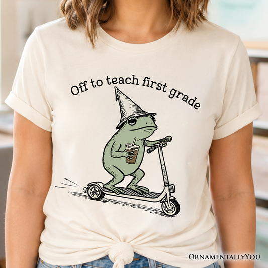Off to Teach First Grade Frog T-Shirt, Funny Teachers Tee