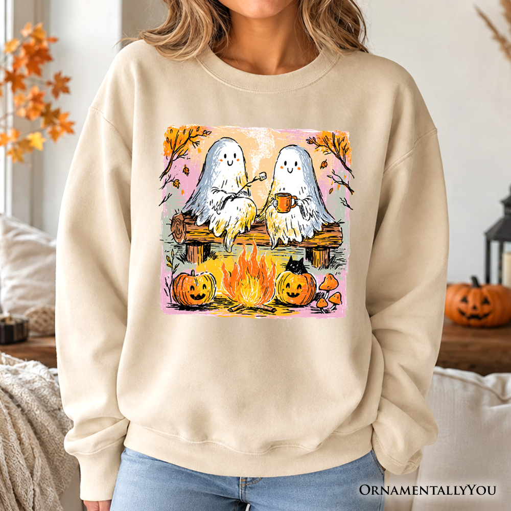 Cozy Campfire Ghosts Sweatshirt, Fall Halloween Pumpkin Sweater