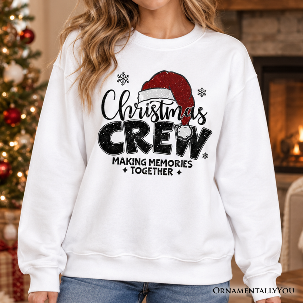 Christmas Crew Sweatshirt, Glitter Santa Hat Sweater for Making Memories