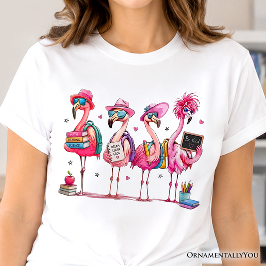 Flamingo Back to School T-Shirt, Cute Tee With Tropical Birds