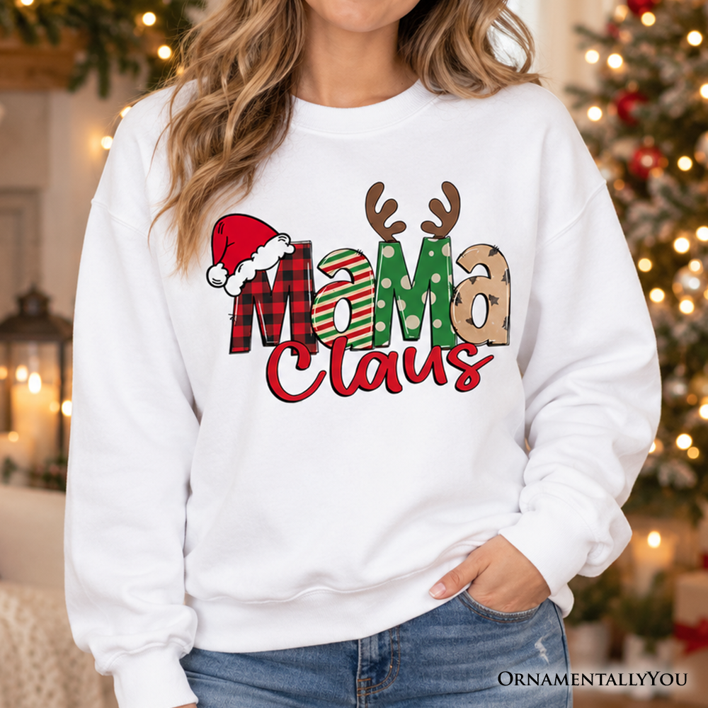 Mama Claus Retro Christmas Sweatshirt, Matching Family Holiday Sweater