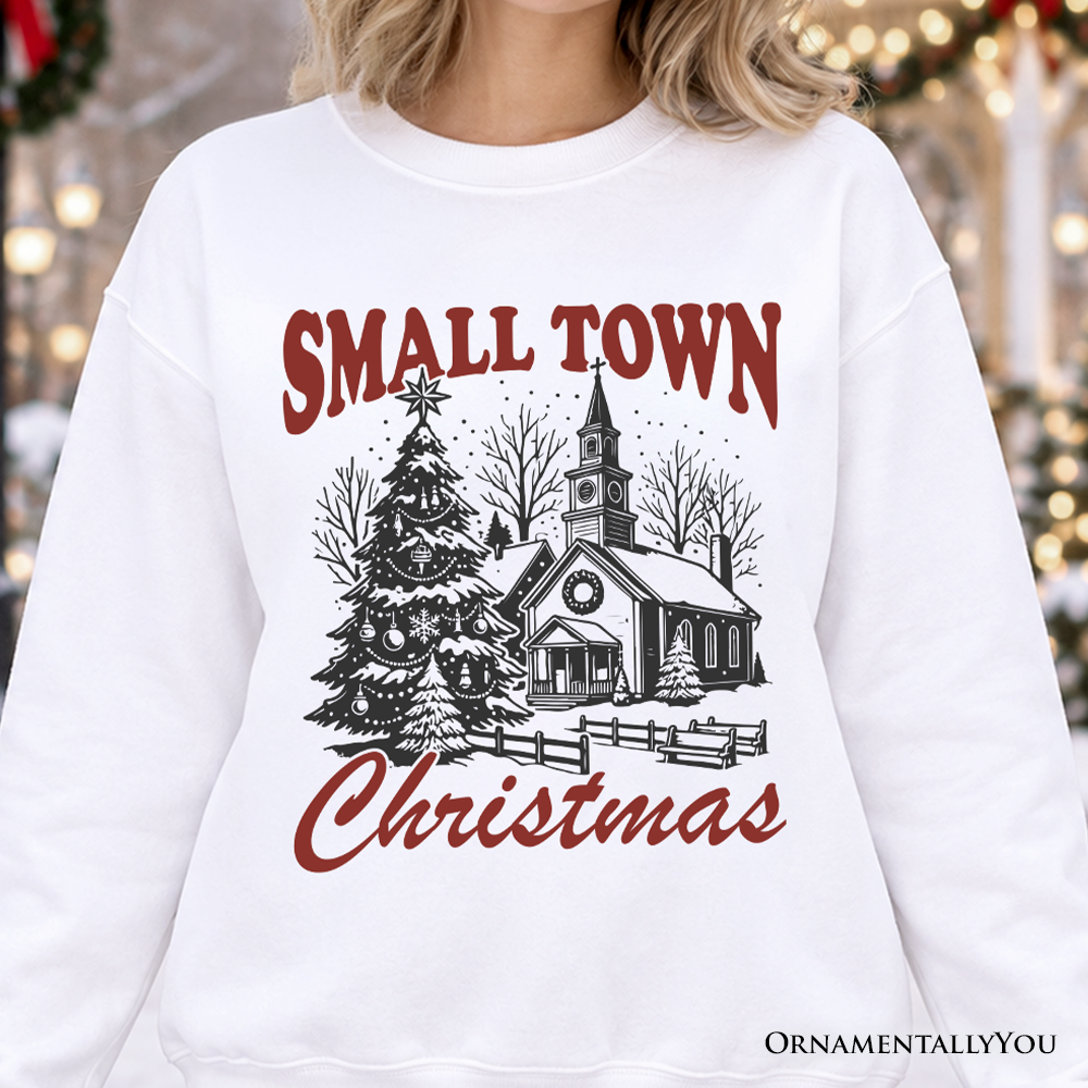Small Town Christmas Vintage Sweatshirt, Rustic Winter Church Sweater