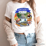 Artistic Kentucky State Themes and Landmarks T-Shirt, Tee for History and Travel Lovers